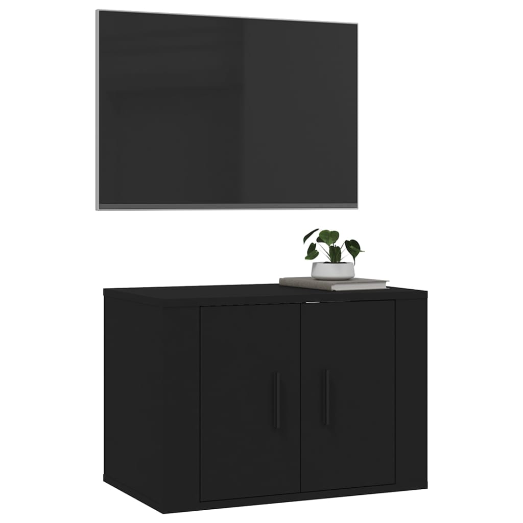 vidaXL Wall Mounted TV Cabinet Black 57x34.5x40 cm