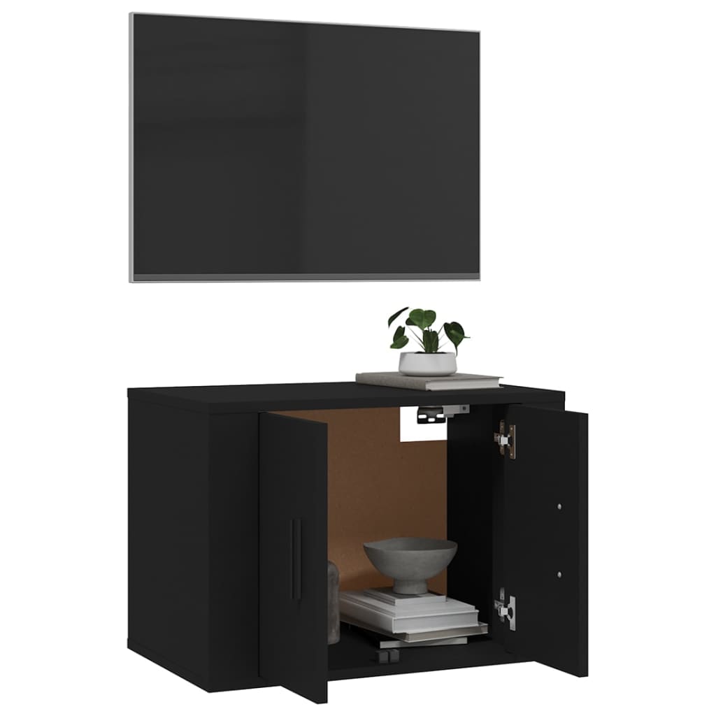 vidaXL Wall Mounted TV Cabinet Black 57x34.5x40 cm