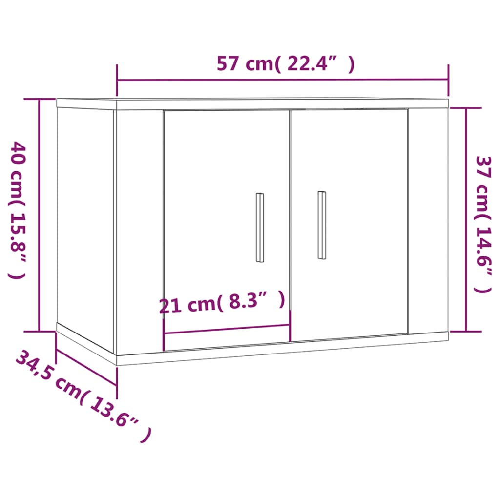 vidaXL Wall Mounted TV Cabinet Black 57x34.5x40 cm