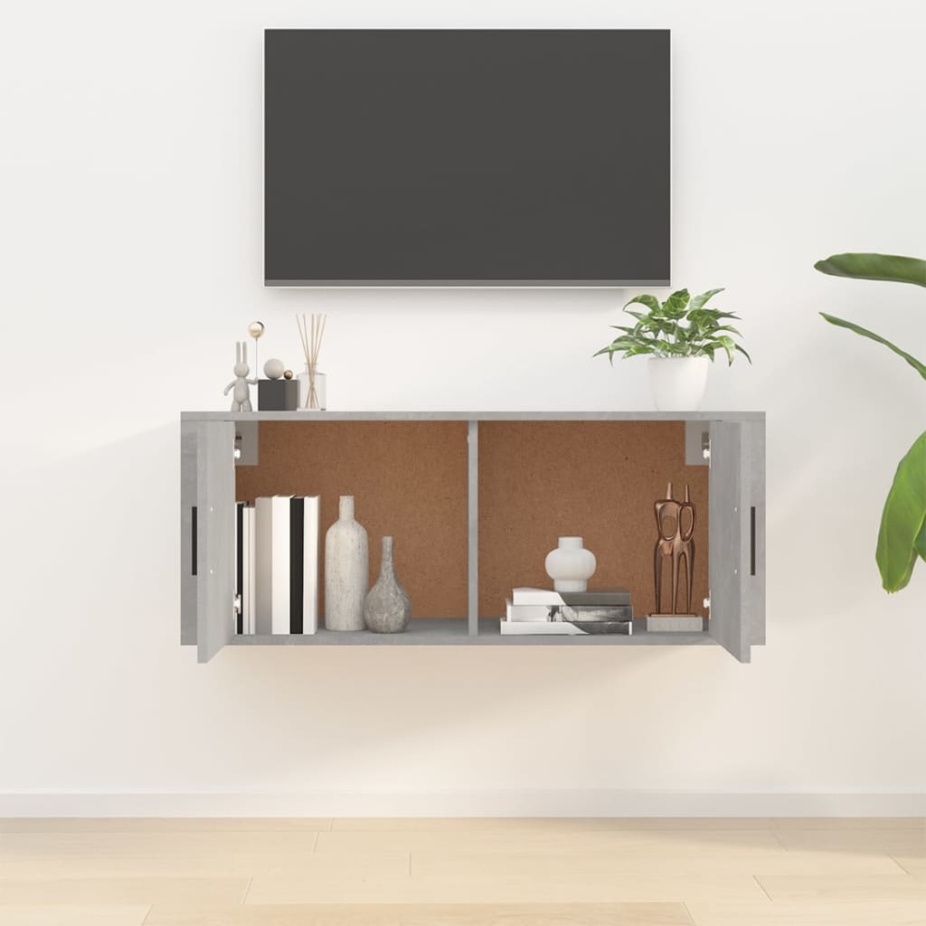 vidaXL Wall Mounted TV Cabinet Concrete Grey 100x34.5x40 cm