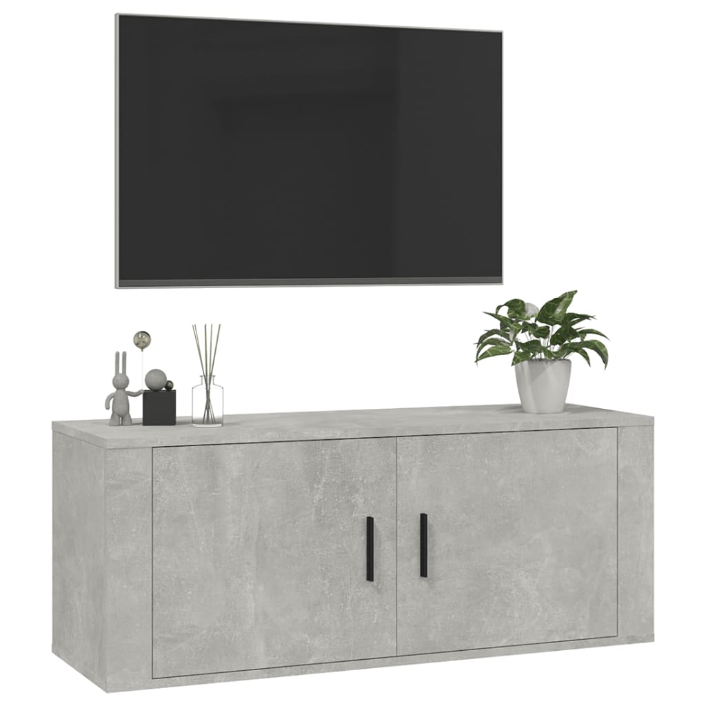 vidaXL Wall Mounted TV Cabinet Concrete Grey 100x34.5x40 cm