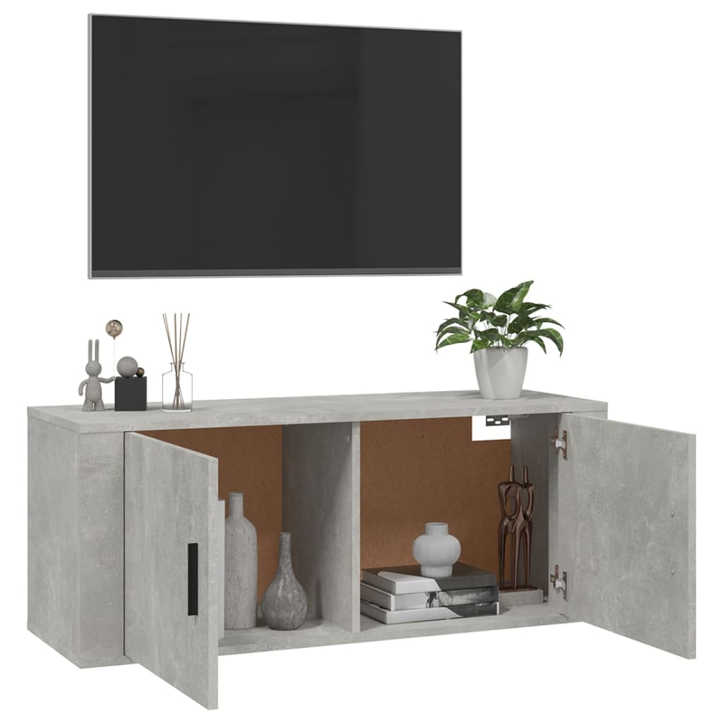 vidaXL Wall Mounted TV Cabinet Concrete Grey 100x34.5x40 cm