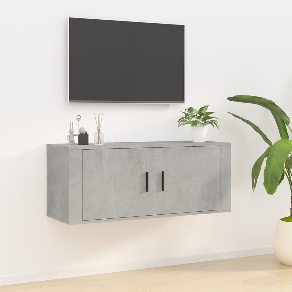 vidaXL Wall Mounted TV Cabinet Concrete Grey 100x34.5x40 cm