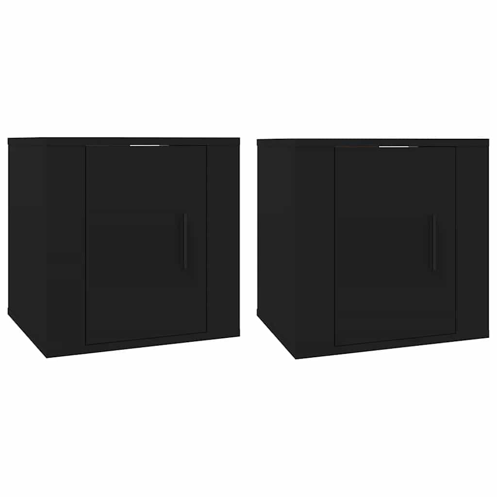 2 Piece Wall-mounted TV Cabinet Set Black 40x34,5x40 cm