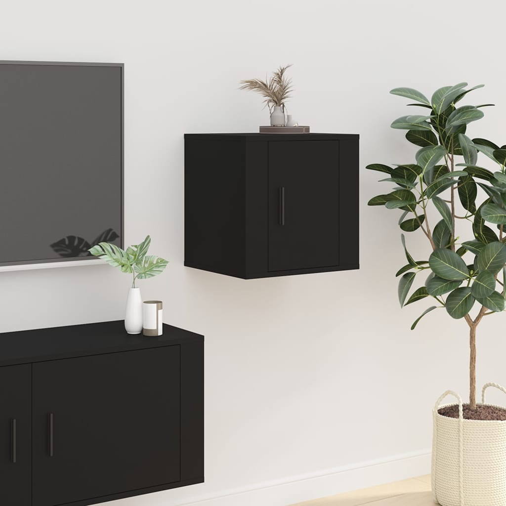 2 Piece Wall-mounted TV Cabinet Set Black 40x34,5x40 cm
