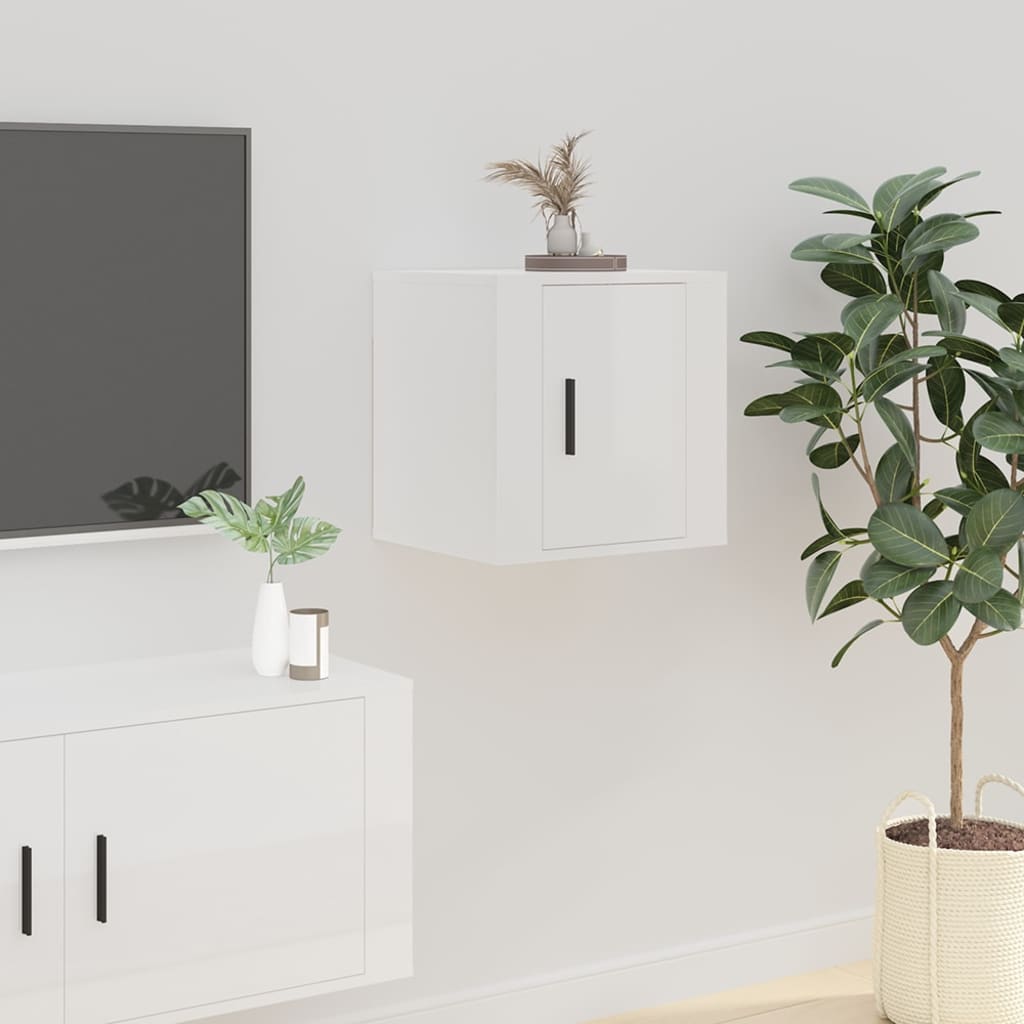 2 Piece Wall-mounted TV Cabinet Set High Gloss White 40x34,5x40 cm