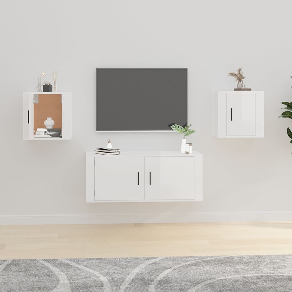 2 Piece Wall-mounted TV Cabinet Set High Gloss White 40x34,5x40 cm