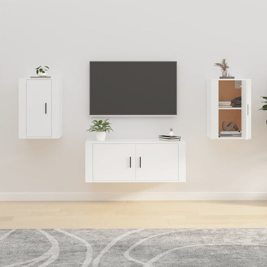 2 Piece Wall-mounted TV Cabinet Set White 40x34,5x60 cm