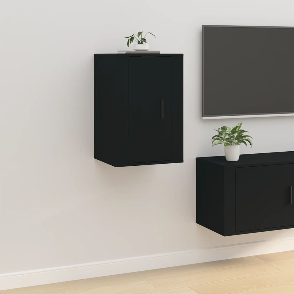 vidaXL Wall Mounted TV Cabinet Black 40x34.5x60 cm