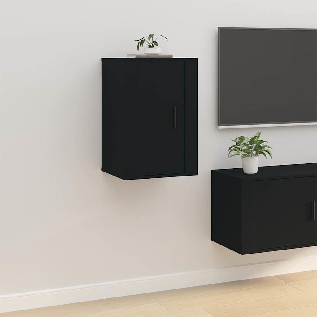 2 Piece Wall-mounted TV Cabinet Set Black 40x34,5x60 cm