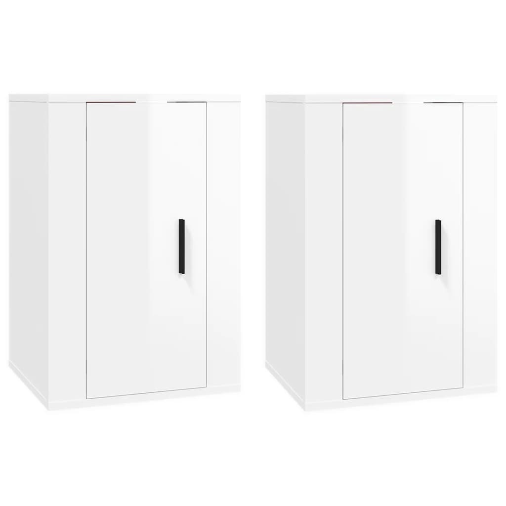 2 Piece Wall-mounted TV Cabinet Set High Gloss White 40x34,5x60 cm