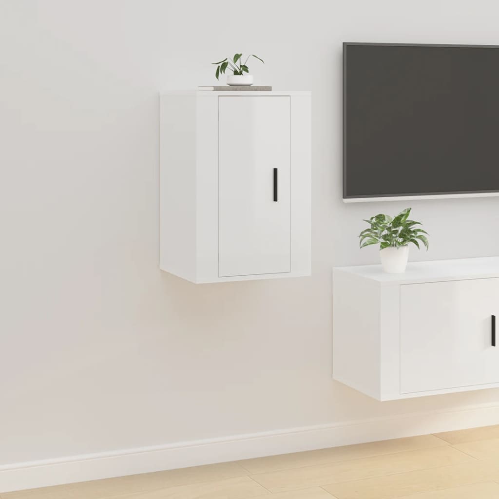 2 Piece Wall-mounted TV Cabinet Set High Gloss White 40x34,5x60 cm
