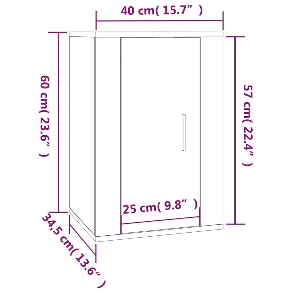 Wall Mounted TV Cabinet Concrete Grey 40x34,5x60 cm