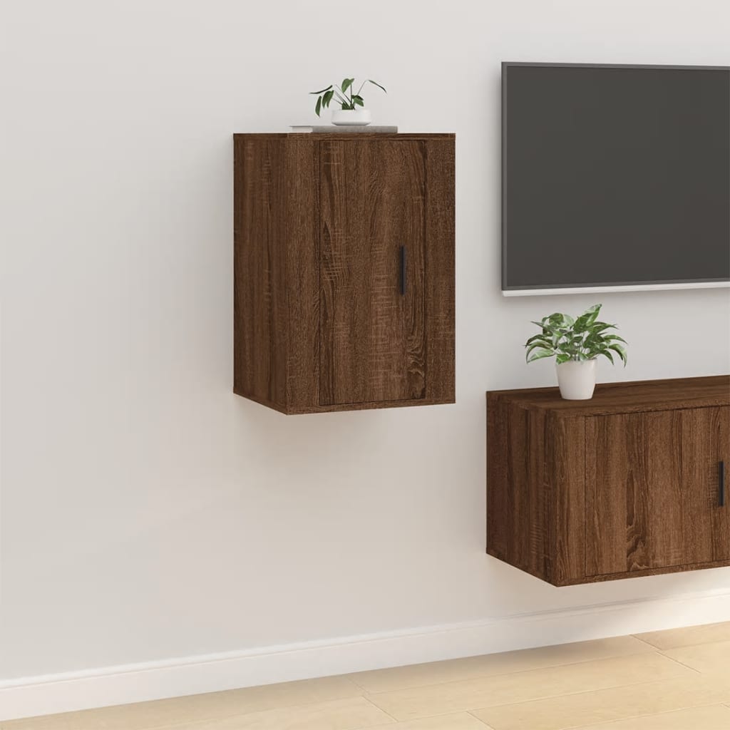 2 Piece Wall-mounted TV Cabinet Set Brown Oak 40x34,5x60 cm