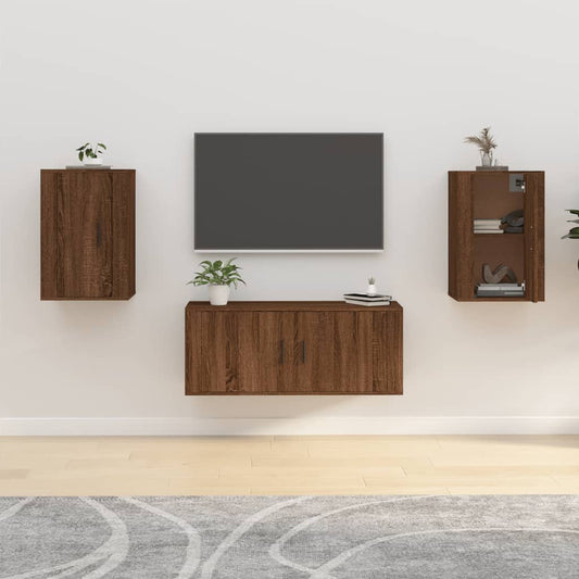 2 Piece Wall-mounted TV Cabinet Set Brown Oak 40x34,5x60 cm