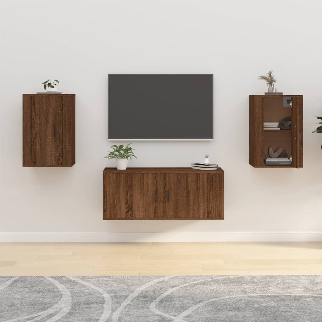 2 Piece Wall-mounted TV Cabinet Set Brown Oak 40x34,5x60 cm