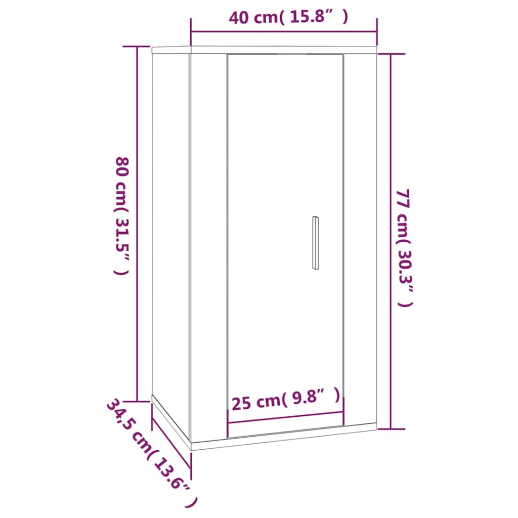 vidaXL Wall Mounted TV Cabinet Black 40x34,5x80 cm