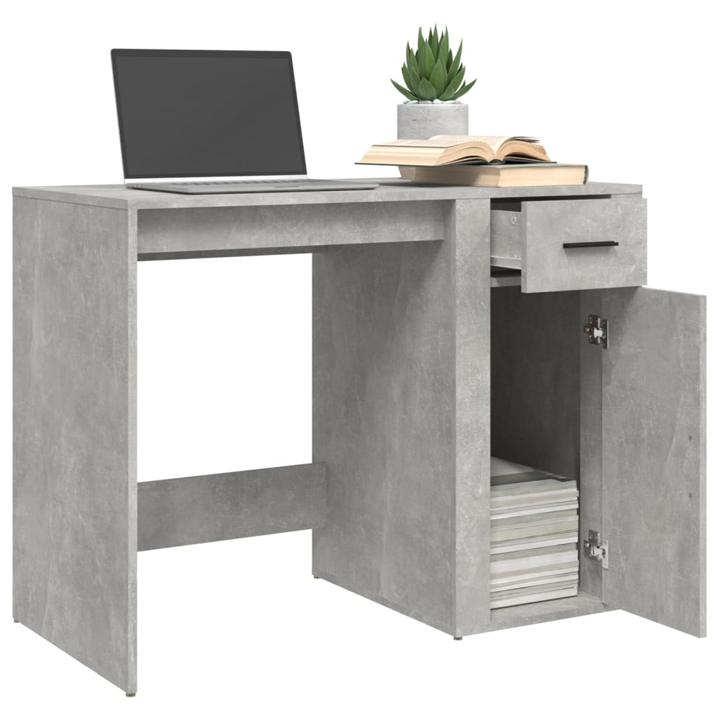 vidaXL Desk Concrete Grey 100x49x75 cm Engineered Wood