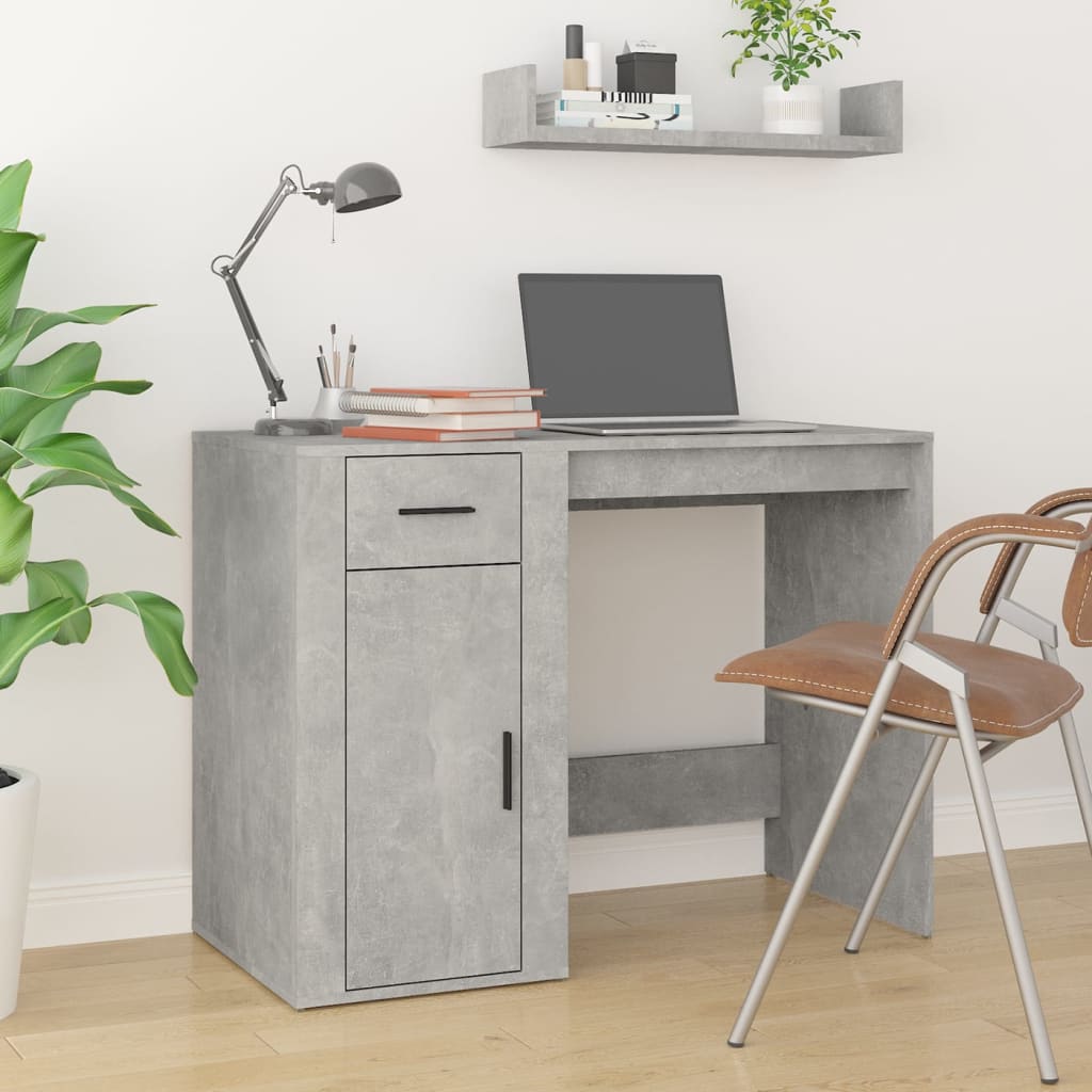 vidaXL Desk Concrete Grey 100x49x75 cm Engineered Wood