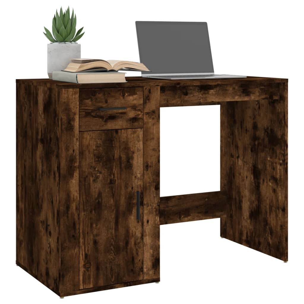 vidaXL Desk Smoked Oak 100x49x75 cm Engineered Wood