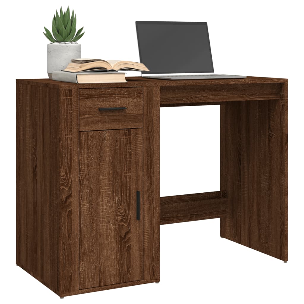 vidaXL Desk Brown Oak 100x49x75 cm Engineered Wood