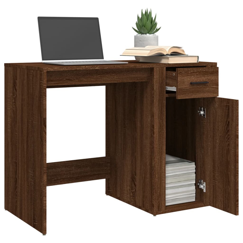 vidaXL Desk Brown Oak 100x49x75 cm Engineered Wood