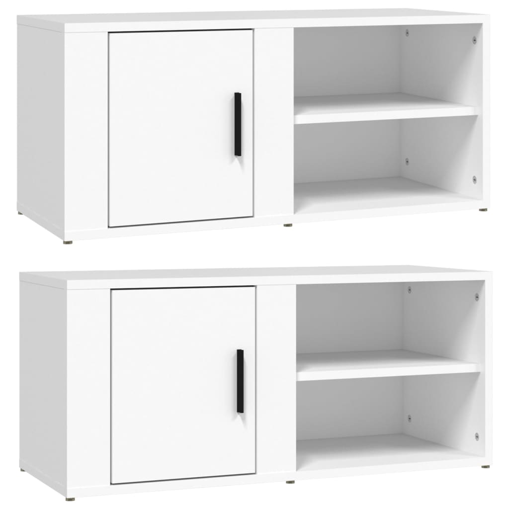 vidaXL TV Cabinets 2 pcs White 80x31.5x36 cm Engineered Wood