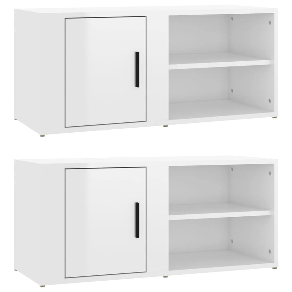 vidaXL TV Cabinets 2 pcs High Gloss White 80x31.5x36 cm Engineered Wood