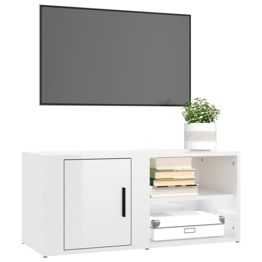 vidaXL TV Cabinets 2 pcs High Gloss White 80x31.5x36 cm Engineered Wood