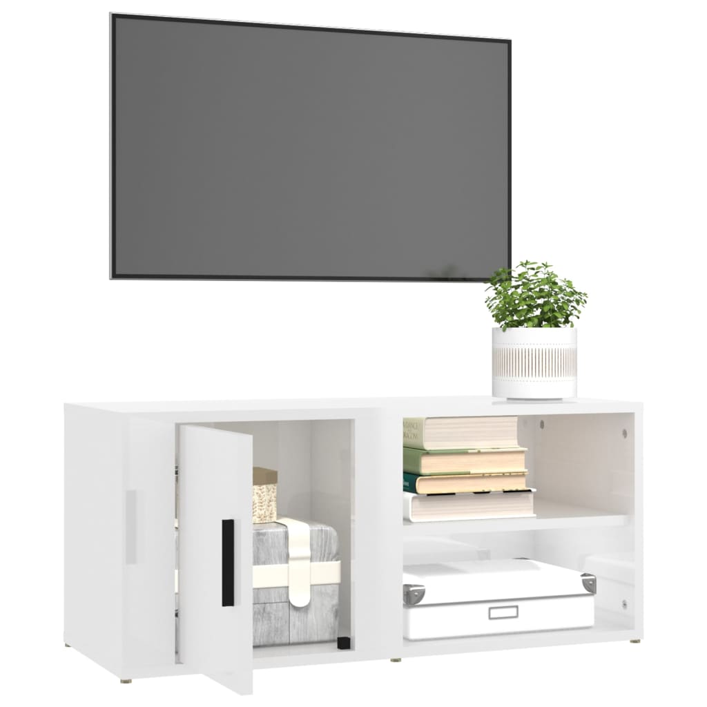 vidaXL TV Cabinets 2 pcs High Gloss White 80x31.5x36 cm Engineered Wood