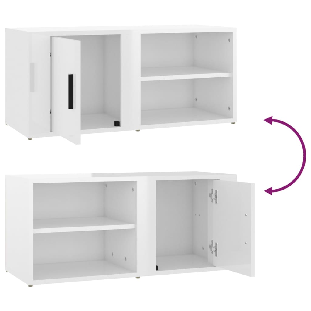 vidaXL TV Cabinets 2 pcs High Gloss White 80x31.5x36 cm Engineered Wood