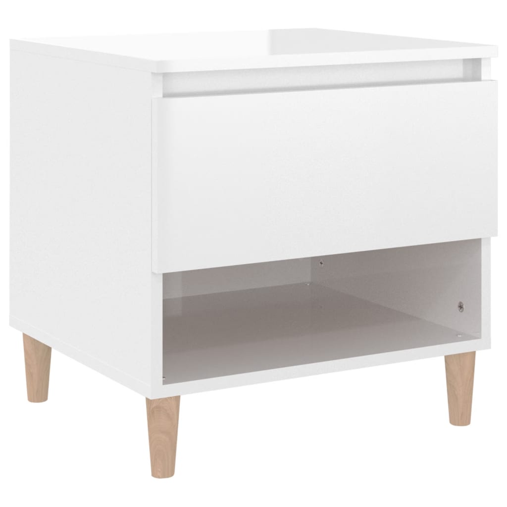 vidaXL Bedside Table High Gloss White 50x46x50 Engineered Wood