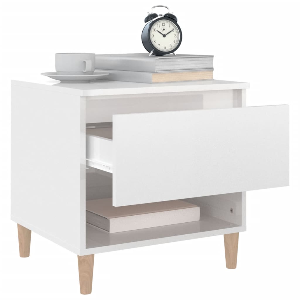 vidaXL Bedside Table High Gloss White 50x46x50 Engineered Wood