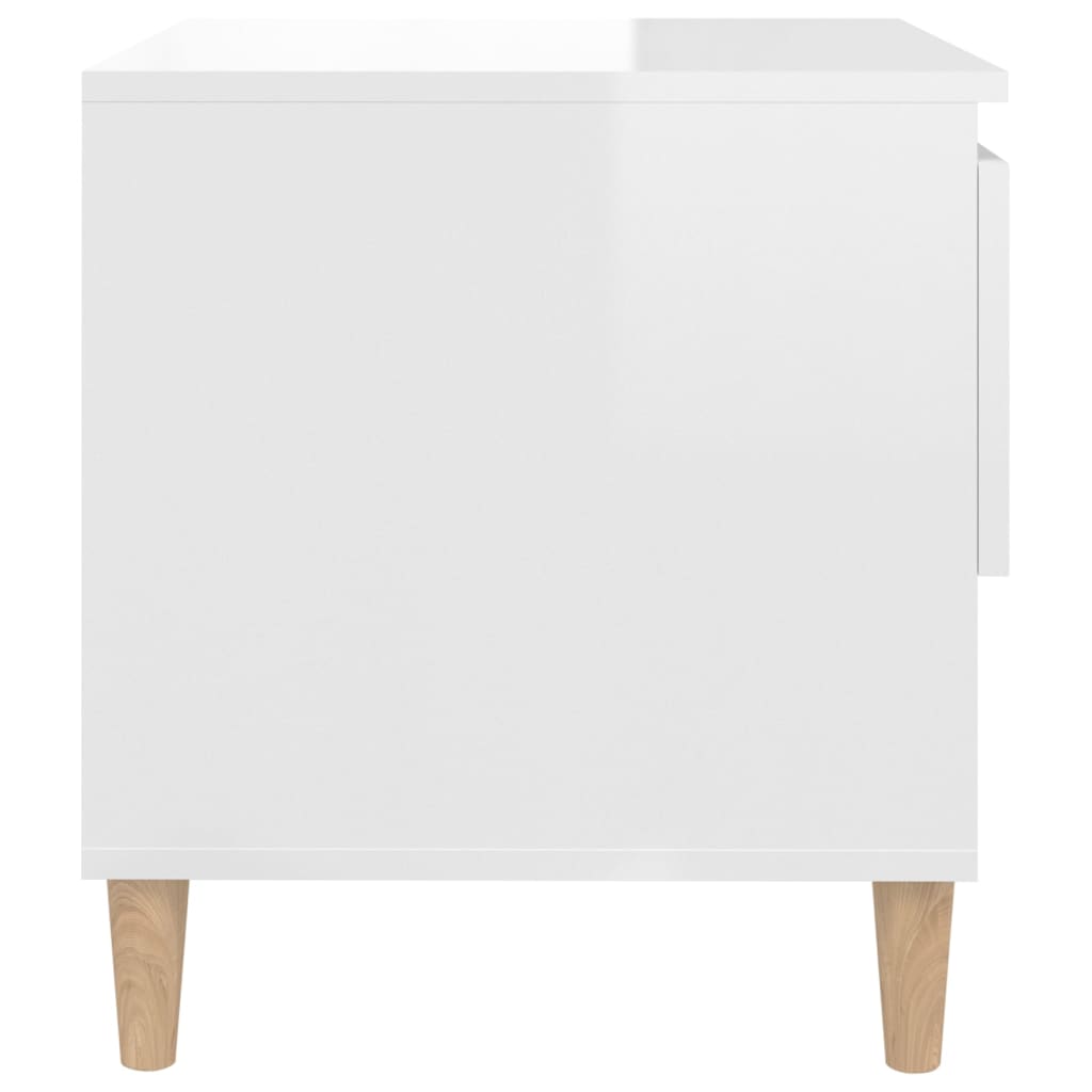 vidaXL Bedside Table High Gloss White 50x46x50 Engineered Wood