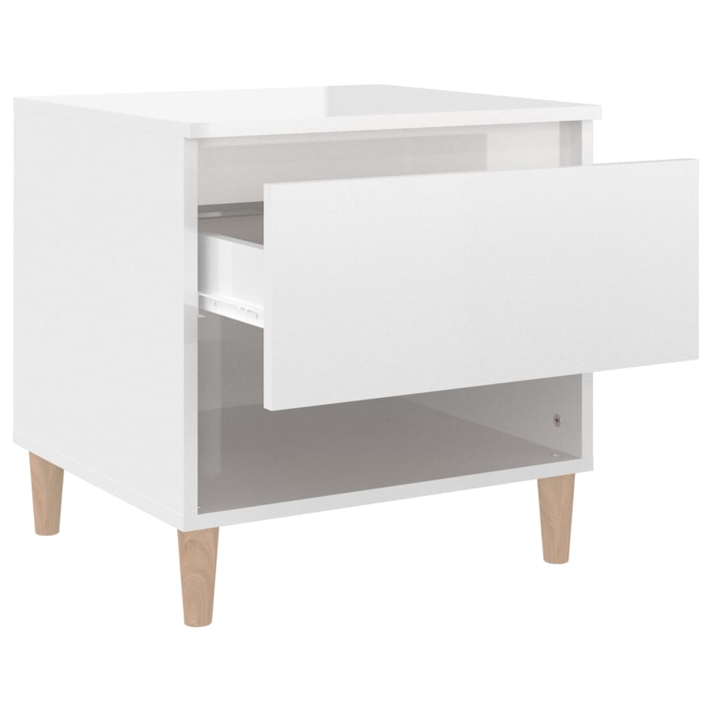 vidaXL Bedside Table High Gloss White 50x46x50 Engineered Wood