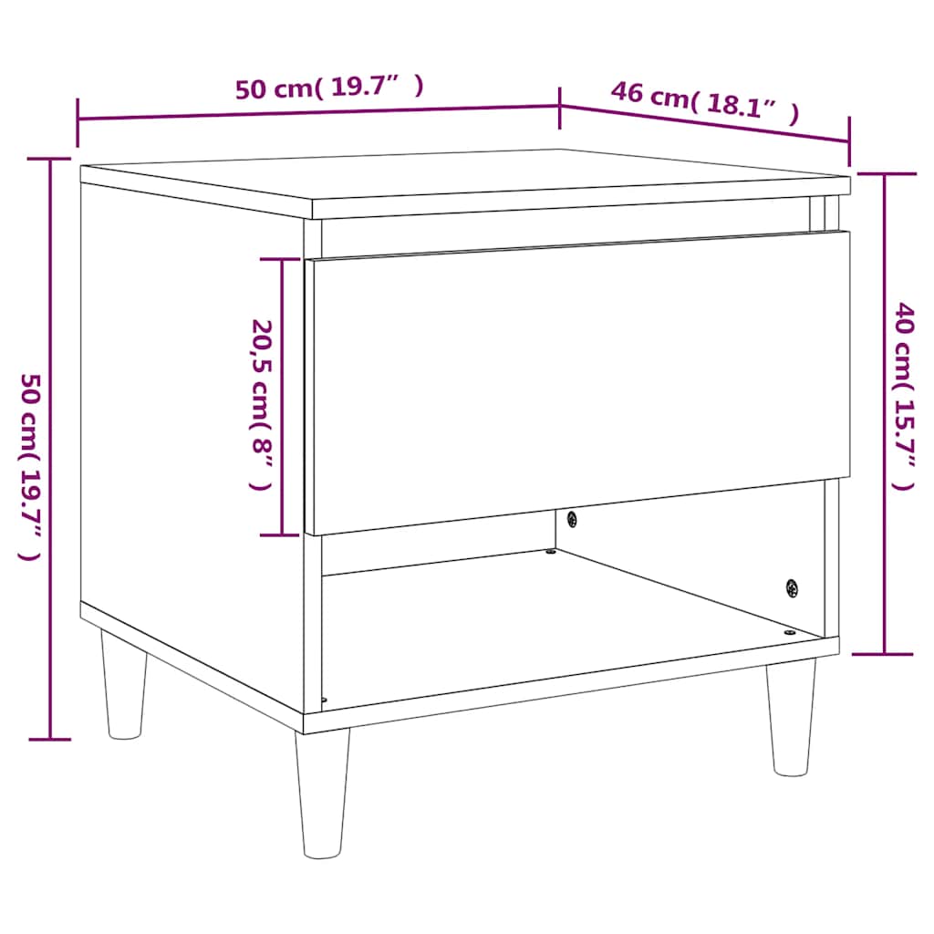 Bedside Table Grey Sonoma 50x46x50 Engineered Wood