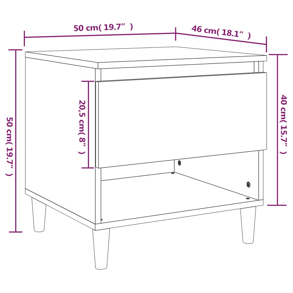 Bedside Table Brown Oak 50x46x50 Engineered Wood