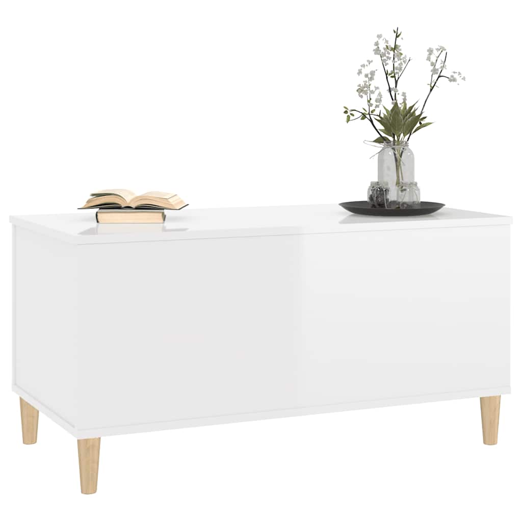 Coffee Table High Gloss White 90x44,5x45 cm Engineered Wood