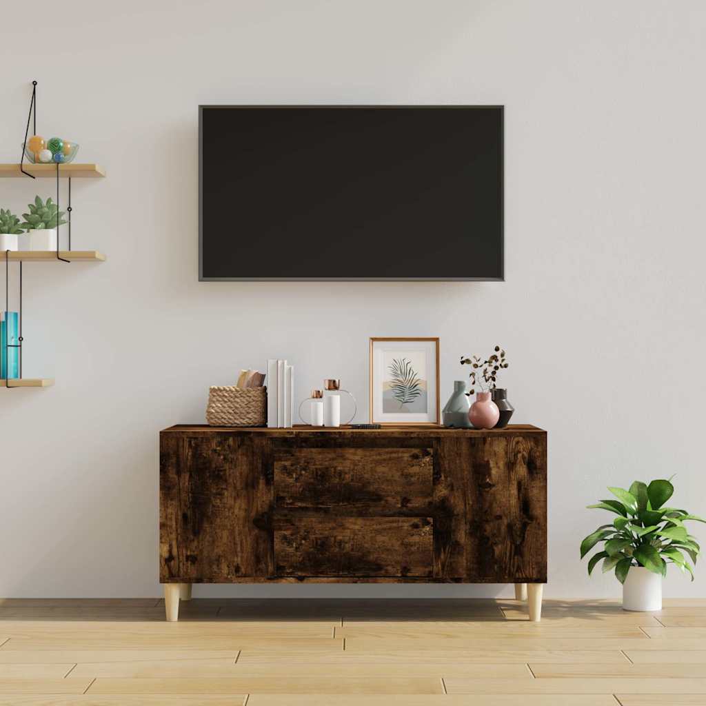 TV Cabinet Smoked Oak 102x44,5x50 cm Engineered Wood