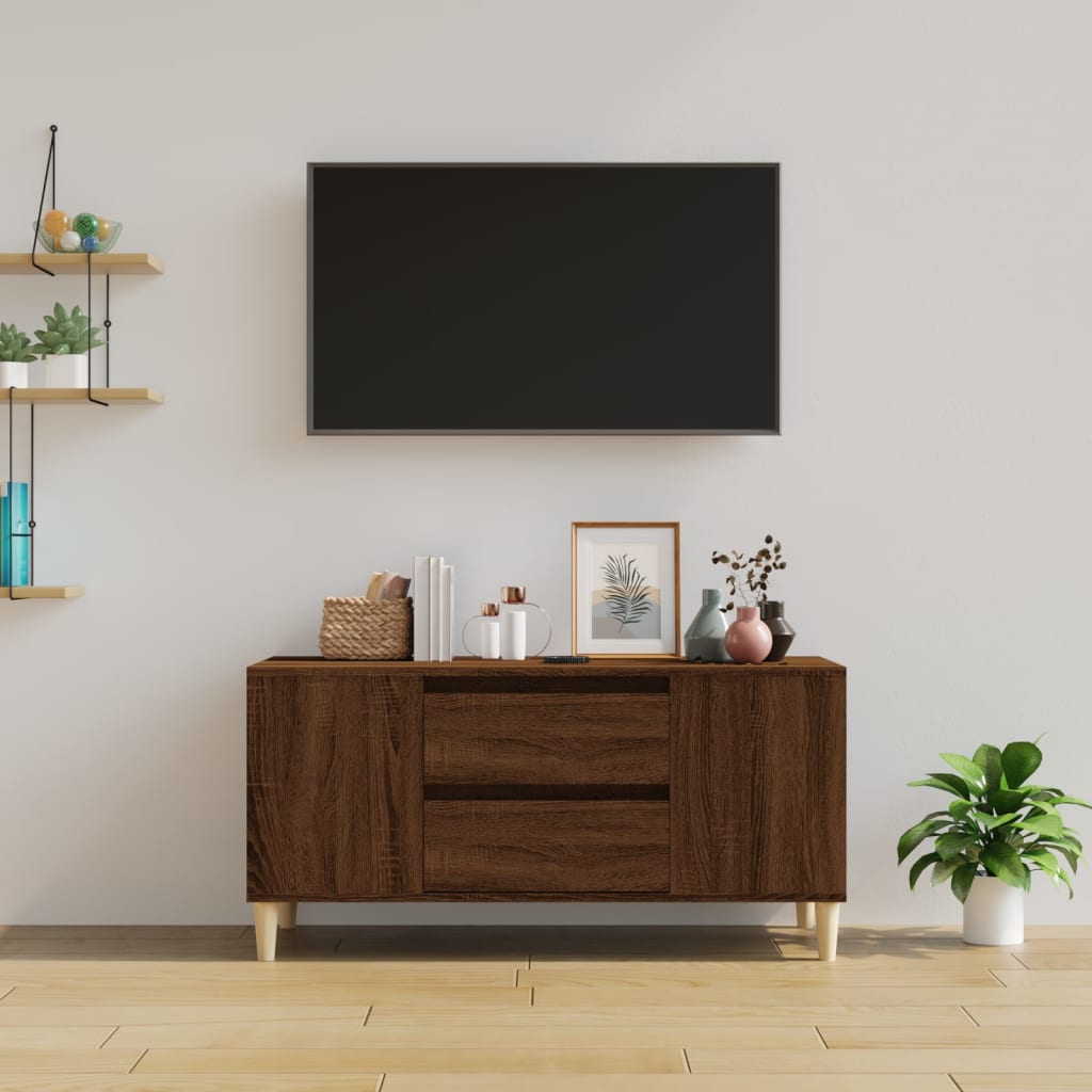 vidaXL TV Cabinet Brown Oak 102x44.5x50 cm Engineered Wood