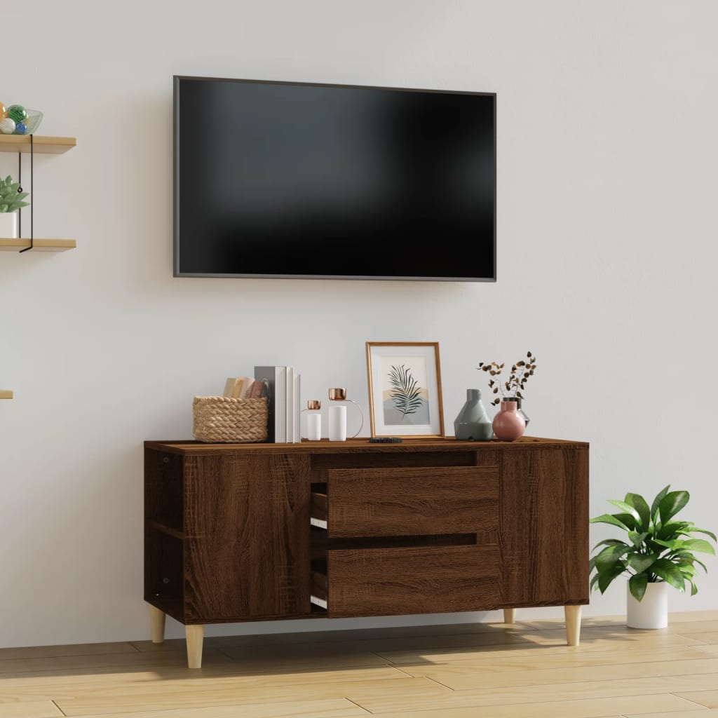 vidaXL TV Cabinet Brown Oak 102x44.5x50 cm Engineered Wood