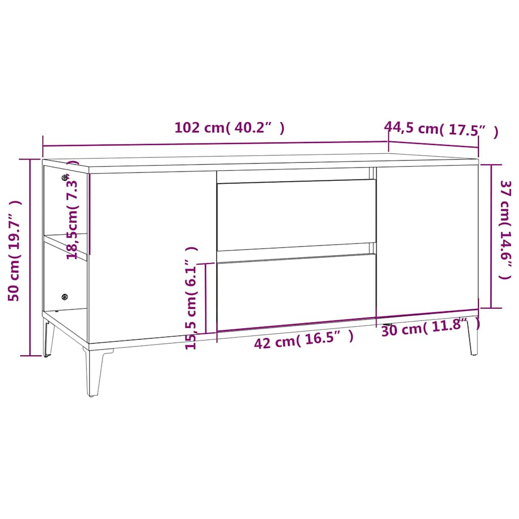 TV Cabinet Sonoma Oak 102x44,5x50 cm Engineered Wood