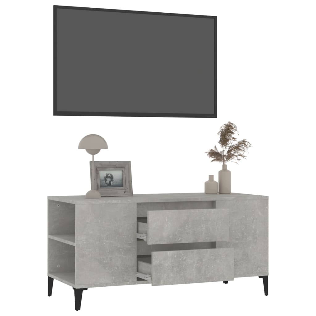 vidaXL TV Cabinet Concrete Grey 102x44.5x50 cm Engineered Wood