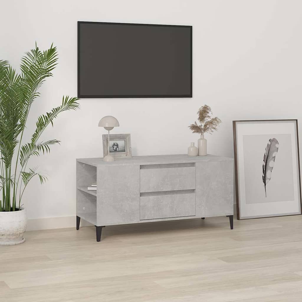 TV Cabinet Concrete Grey 102x44,5x50 cm Engineered Wood