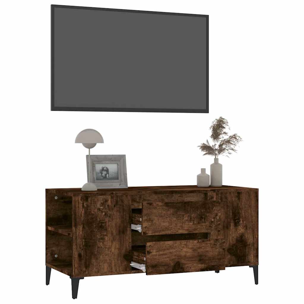 TV Cabinet Smoked Oak 102x44,5x50 cm Engineered Wood