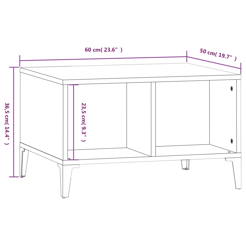 vidaXL Coffee Table High Gloss White 60x50x36.5 cm Engineered Wood