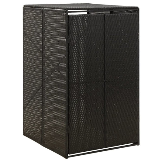 vidaXL Single Wheelie Bin Shed Black 70x80x117 cm Poly Rattan