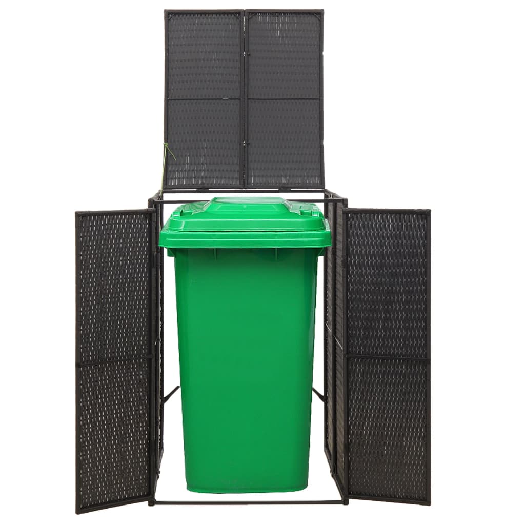 vidaXL Single Wheelie Bin Shed Black 70x80x117 cm Poly Rattan