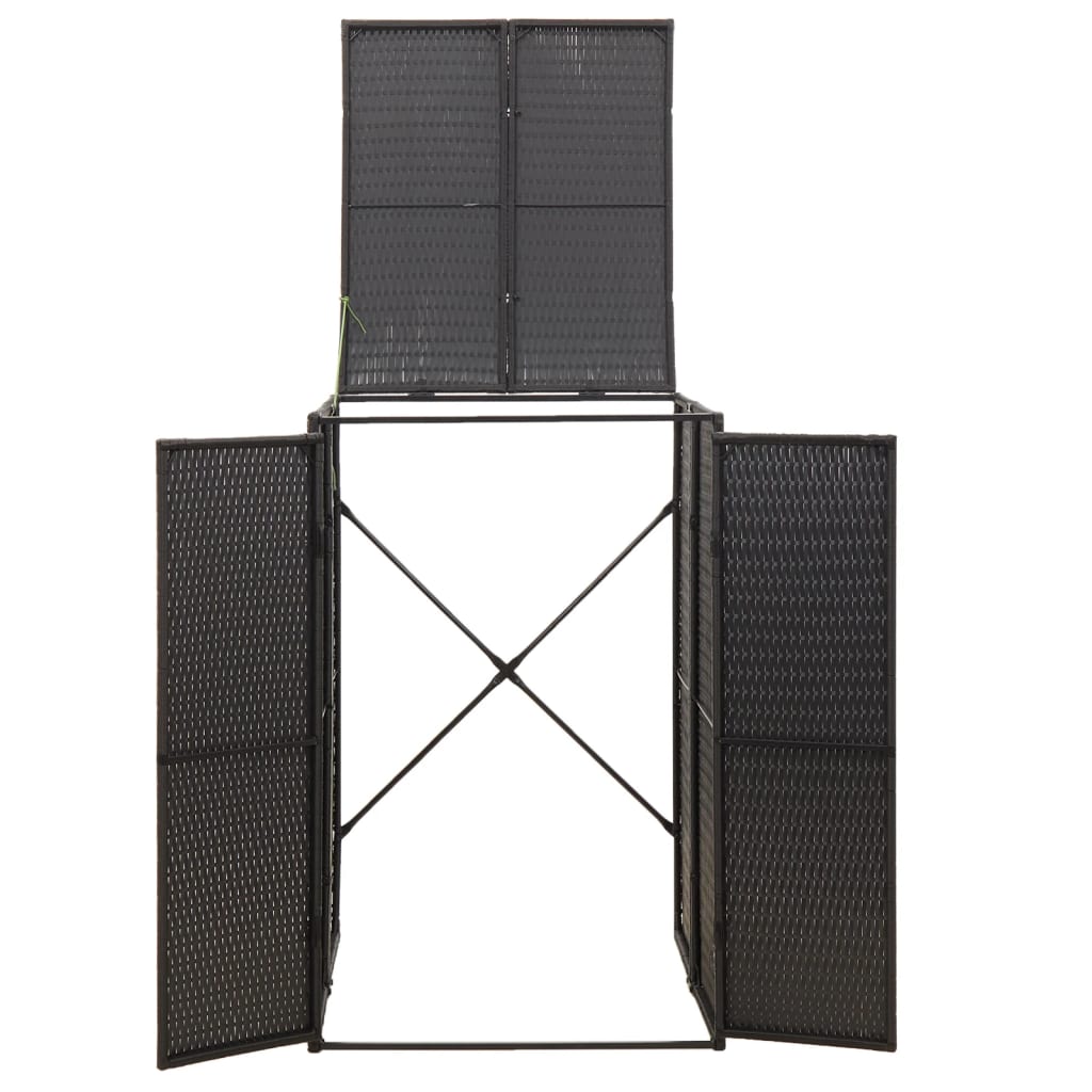 vidaXL Single Wheelie Bin Shed Black 70x80x117 cm Poly Rattan