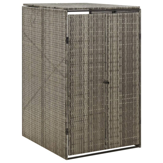 vidaXL Single Wheelie Bin Shed Grey 70x80x117 cm Poly Rattan